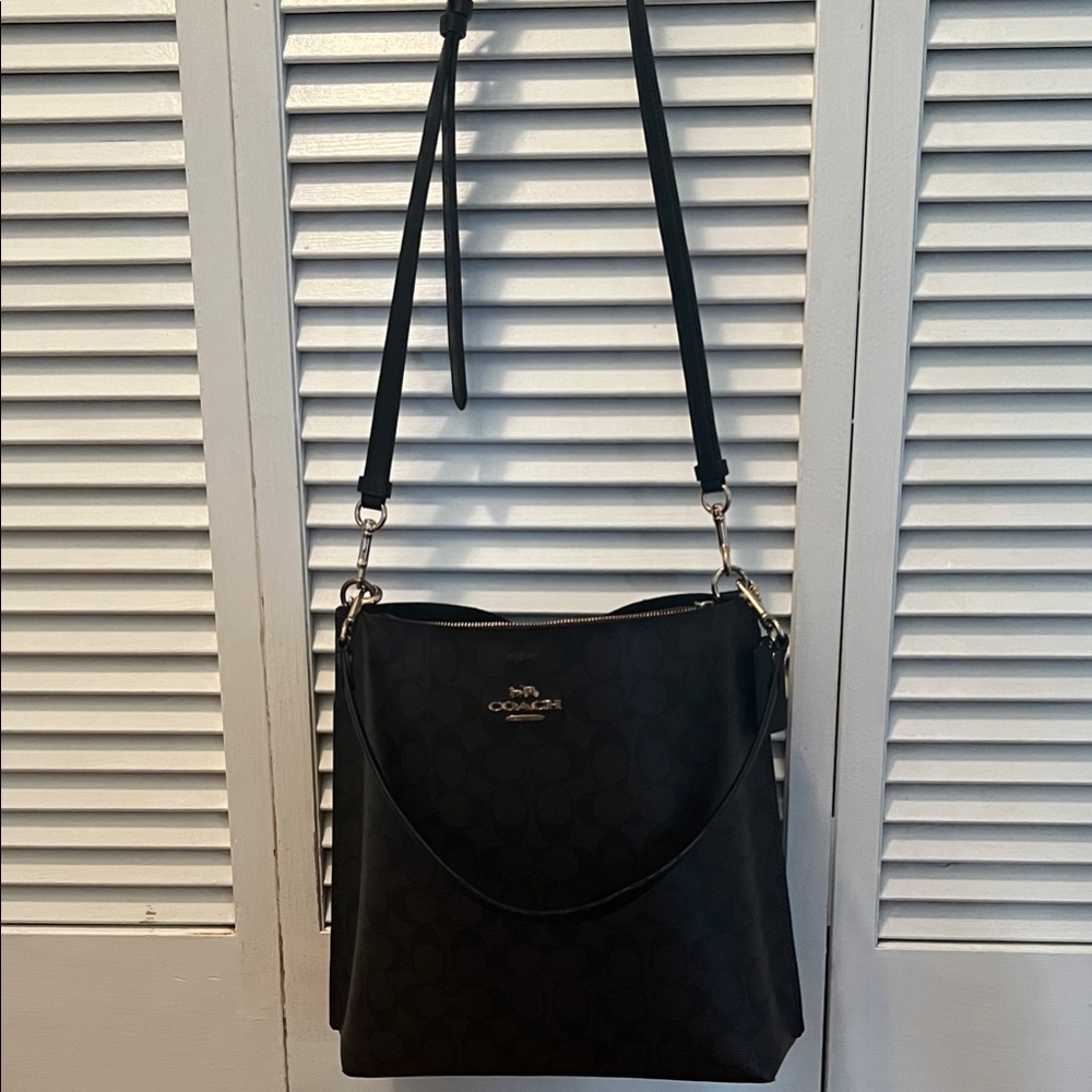 Coach dark brown and Black Crossbody and shoulder Bag 13”x12” - Picture 5 of 15